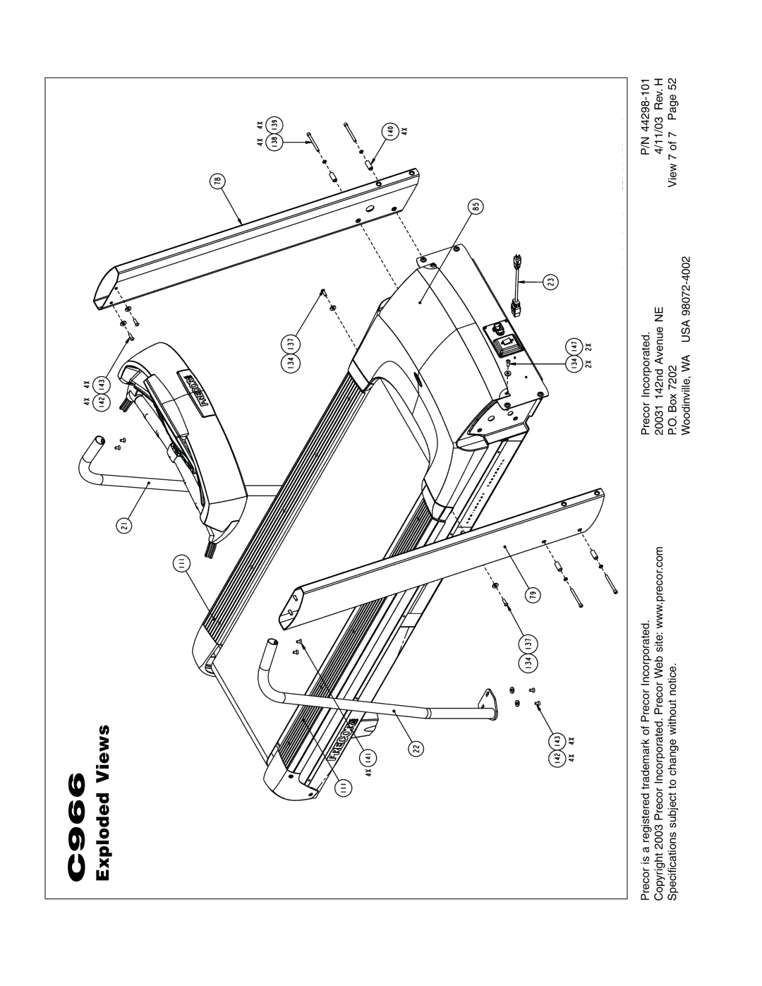 Precor C966 owner manual Exploded Views 