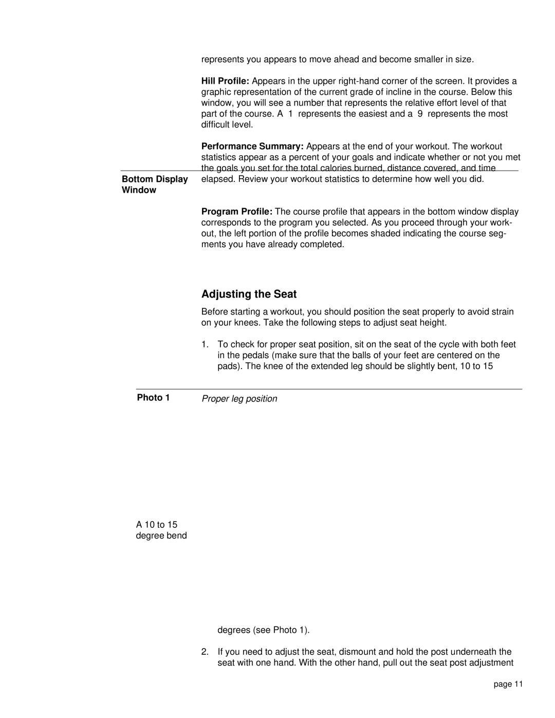 Precor EC 850 owner manual Adjusting the Seat, Window 