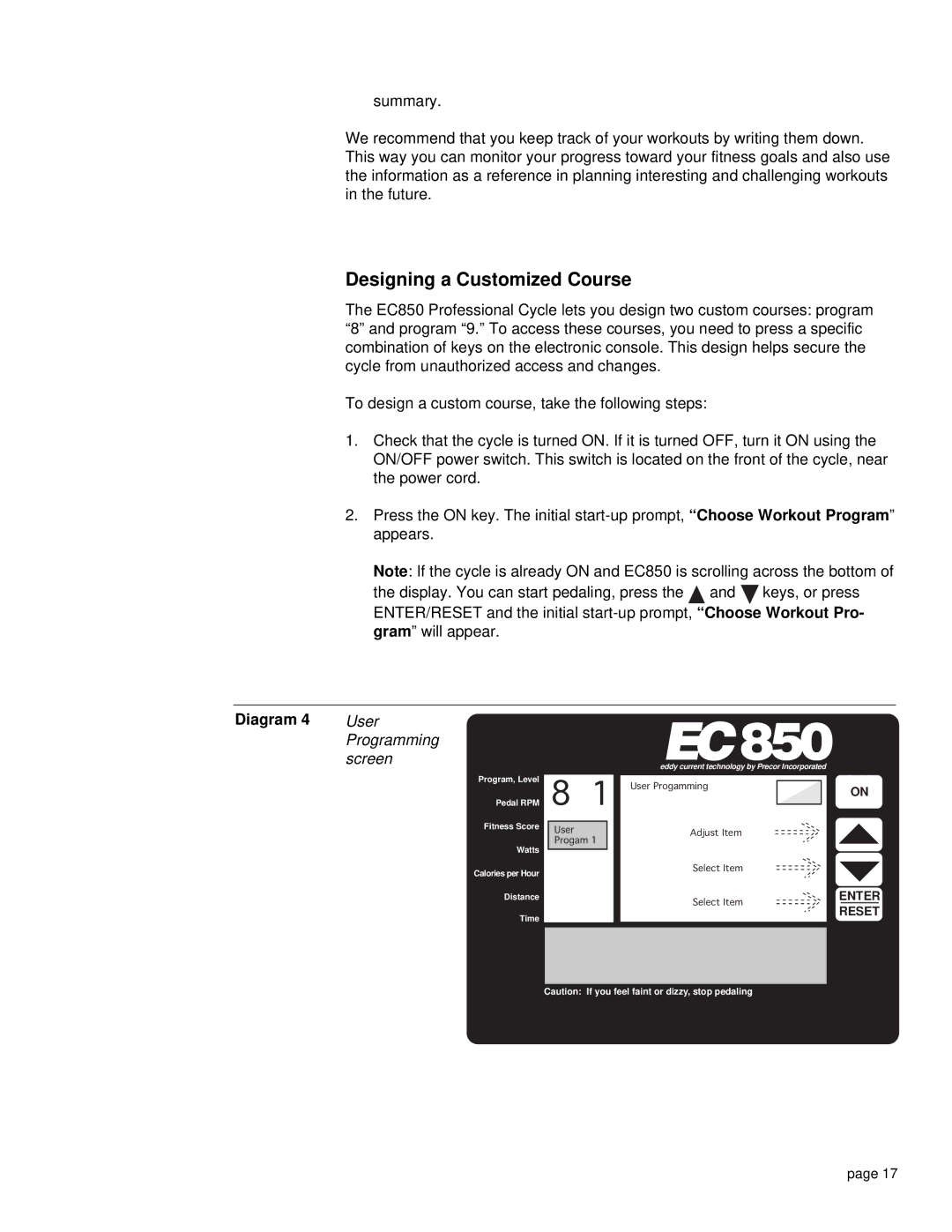 Precor EC 850 owner manual EC850, Designing a Customized Course 