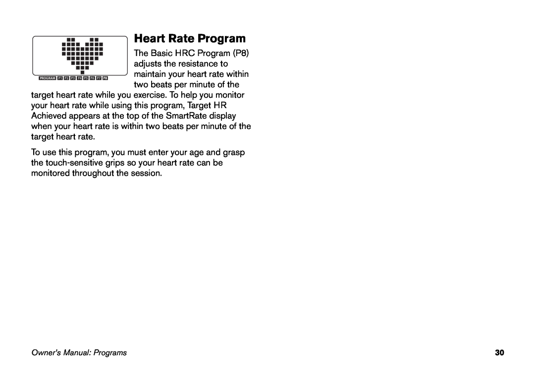 Precor EFX 5.23, EFX 5.21 manual Heart Rate Program 