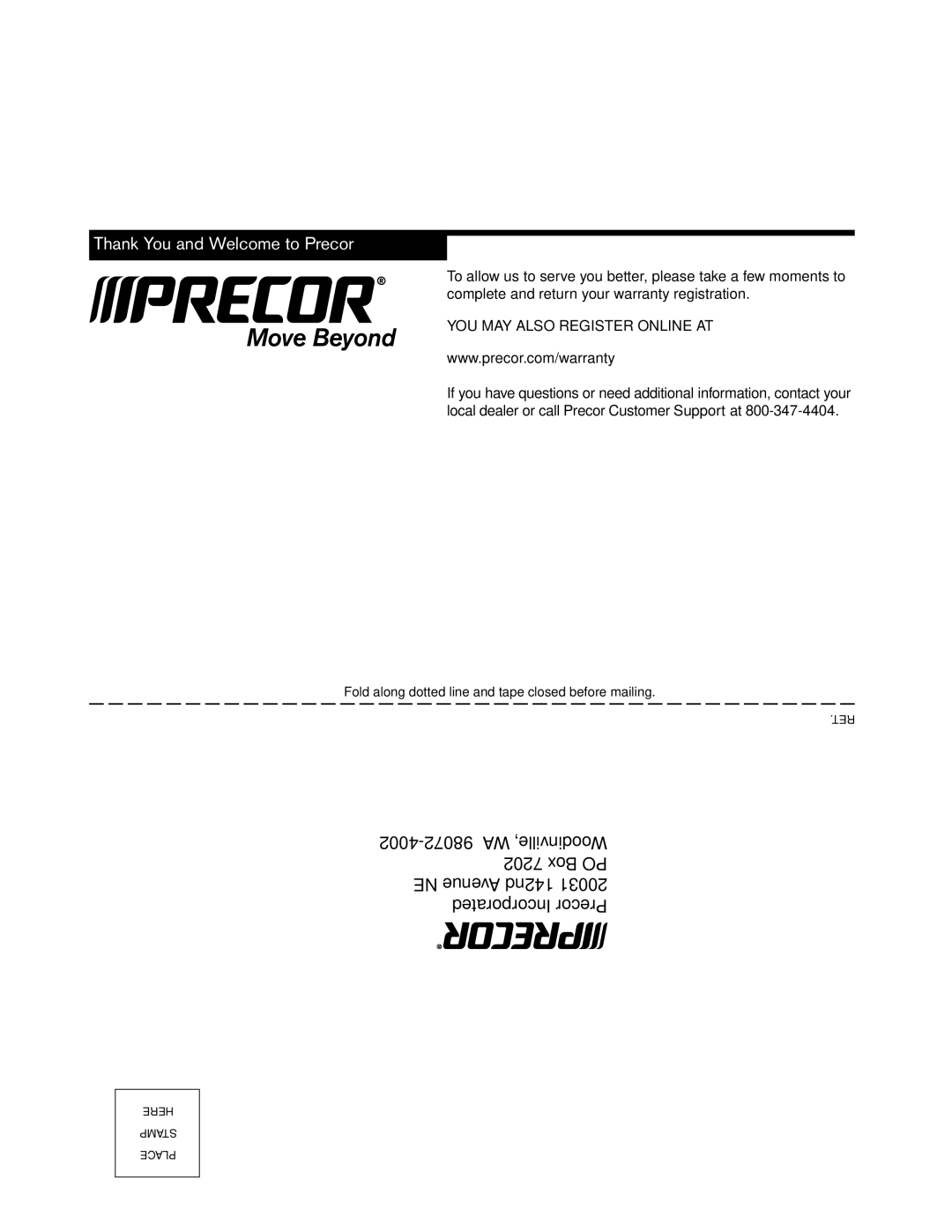 Precor EFX 5.23, efx 5.25 manual Thank You and Welcome to Precor 