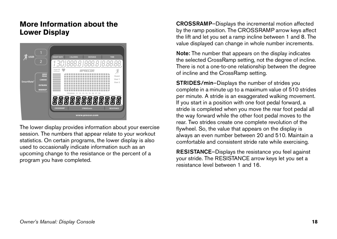 Precor efx 5.25 manual More Information about Lower Display 