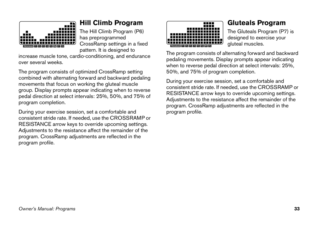 Precor efx 5.25 manual Hill Climb Program, Gluteals Program 