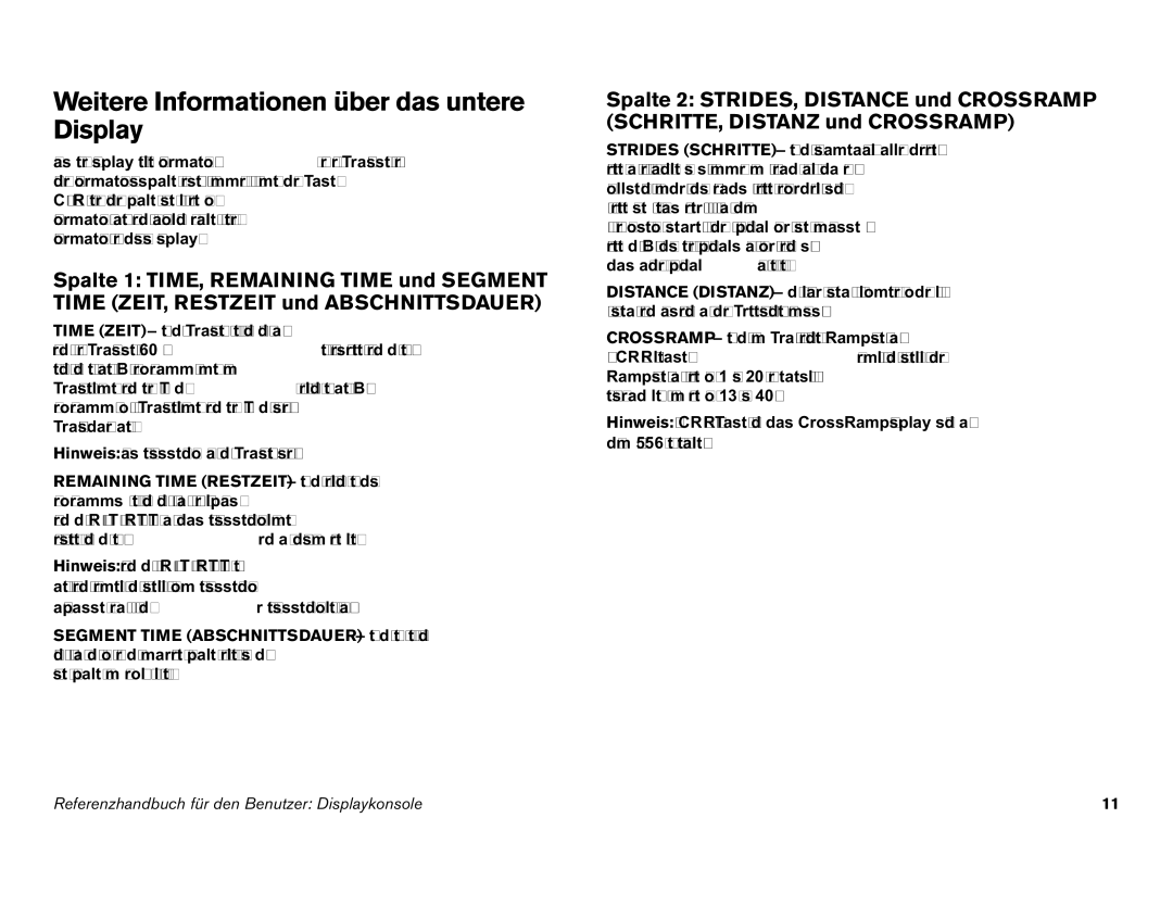 Precor EFX 546i manual Weitere Informationen über das untere Display 