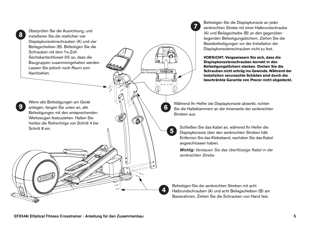 Precor EFX 546i manual Rückansicht der Konsole 