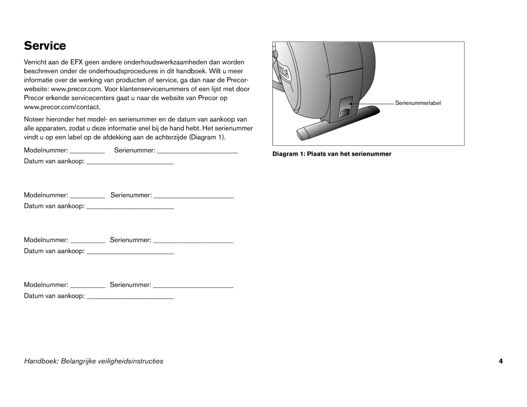 Precor EFX 556i, EFX 546i manual Service 