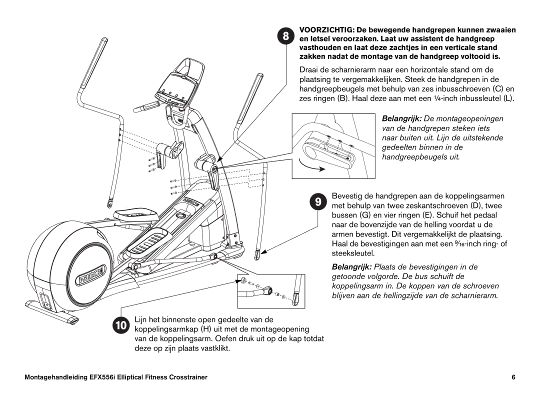 Precor EFX 556i, EFX 546i manual Montagehandleiding EFX556i Elliptical Fitness Crosstrainer 