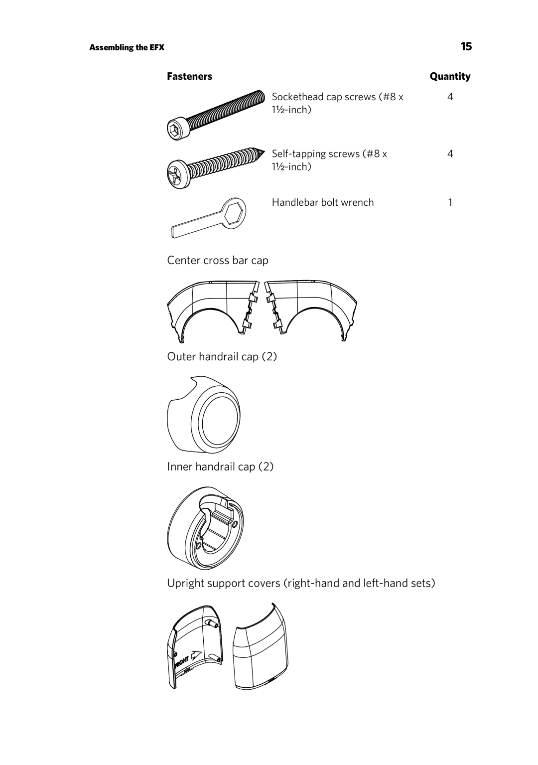 Precor EFX 883, EFX 833 warranty Assembling the EFX 