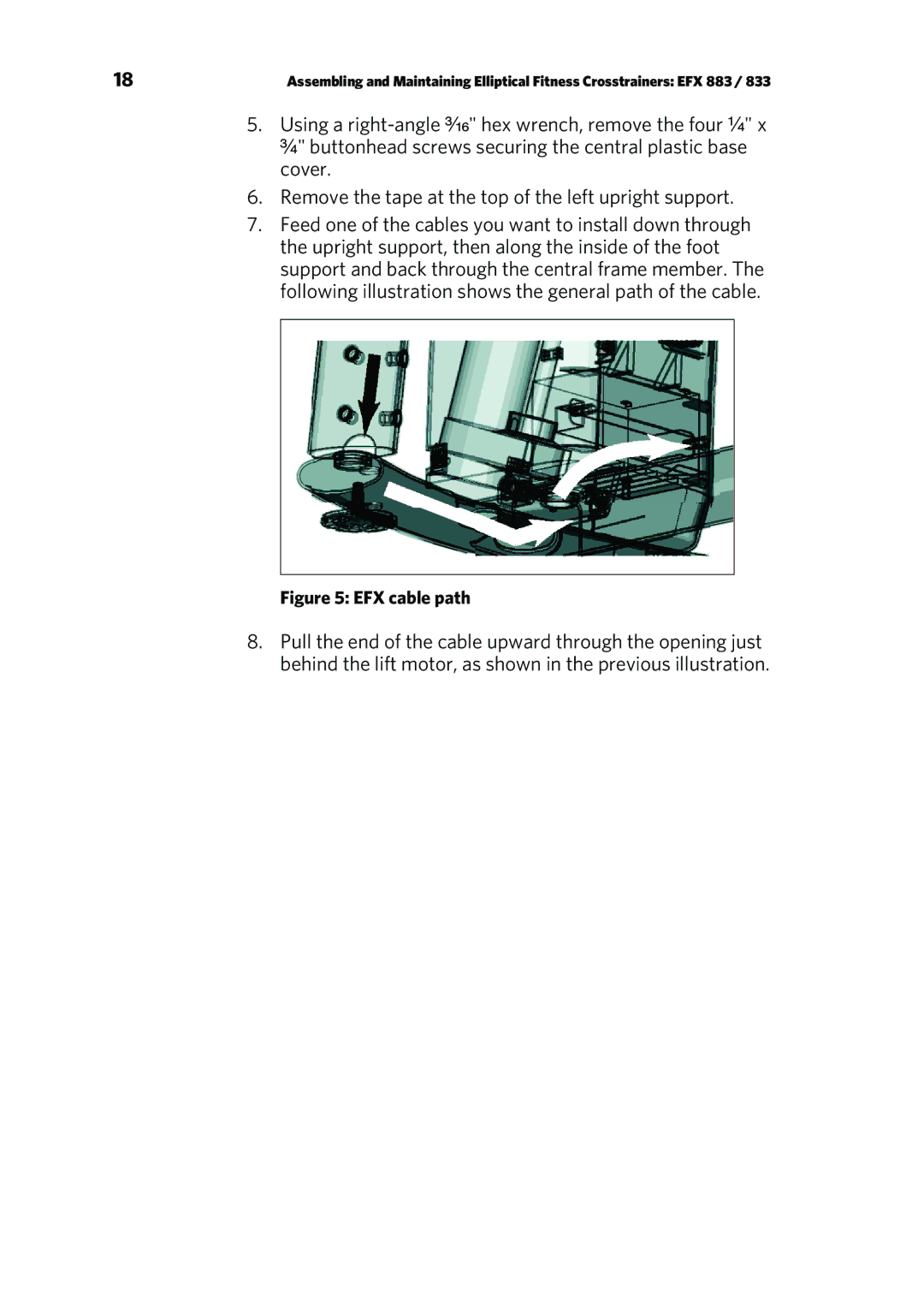 Precor EFX 833, EFX 883 warranty EFX cable path 