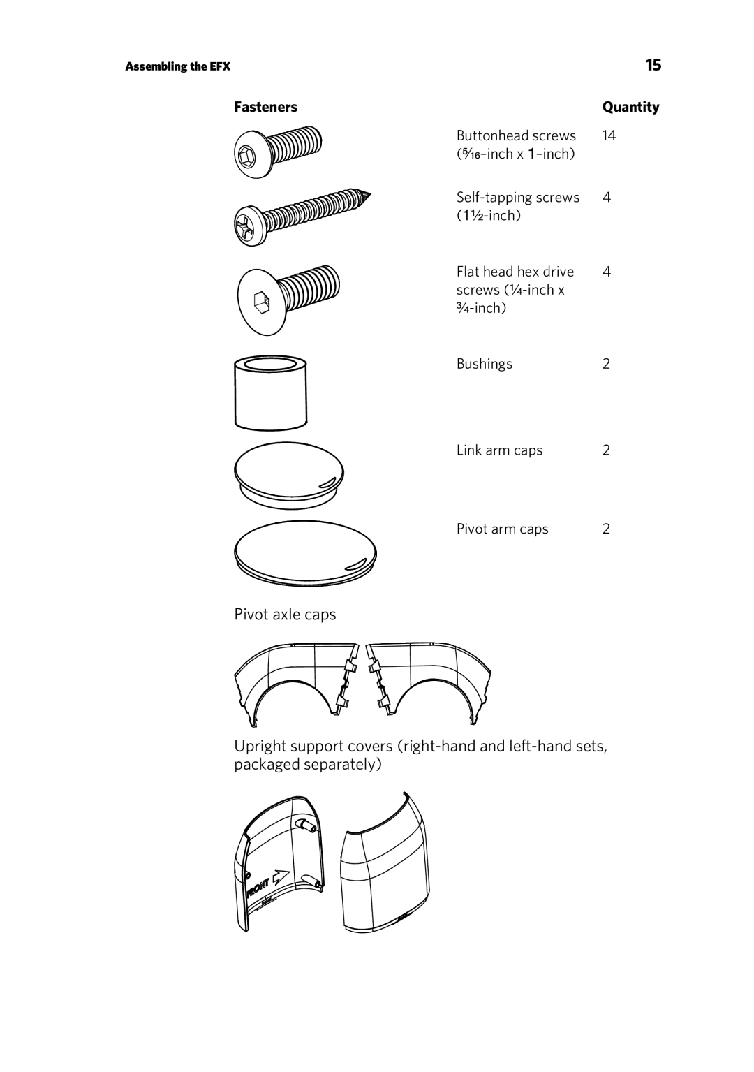 Precor EFX 885, EFX 835 warranty Buttonhead screws 