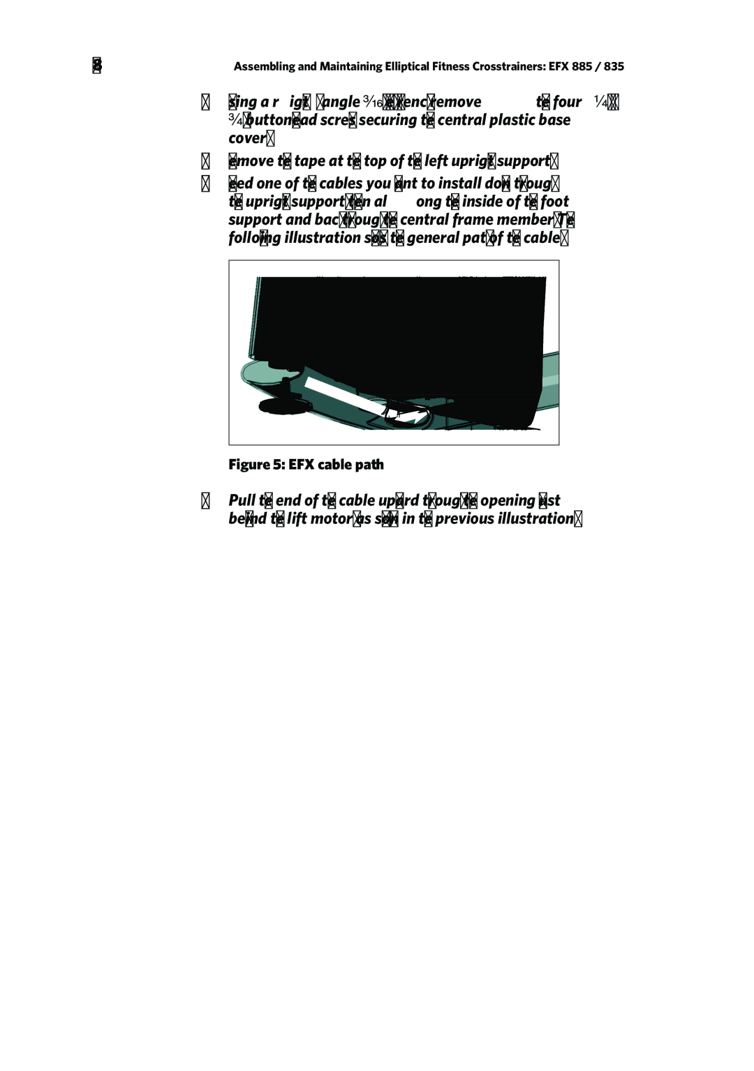 Precor EFX 835, EFX 885 warranty EFX cable path 