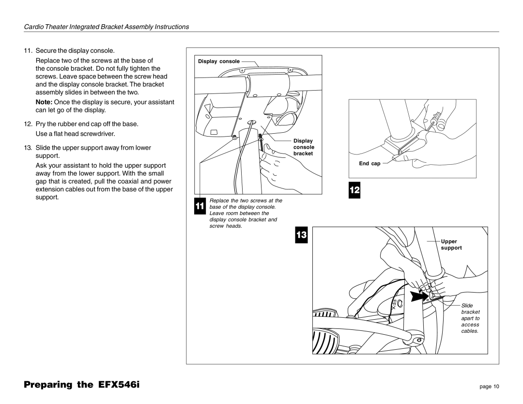 Precor EFX LCD manual Upper support 