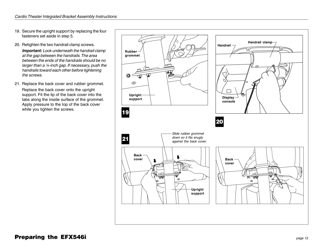 Precor EFX LCD manual Back 