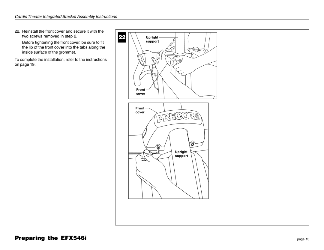 Precor EFX LCD manual Front 