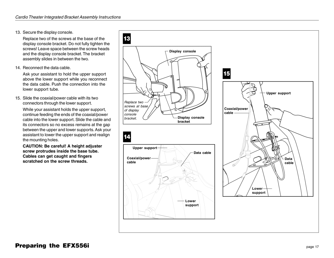 Precor EFX LCD manual Replace two Screws at base 