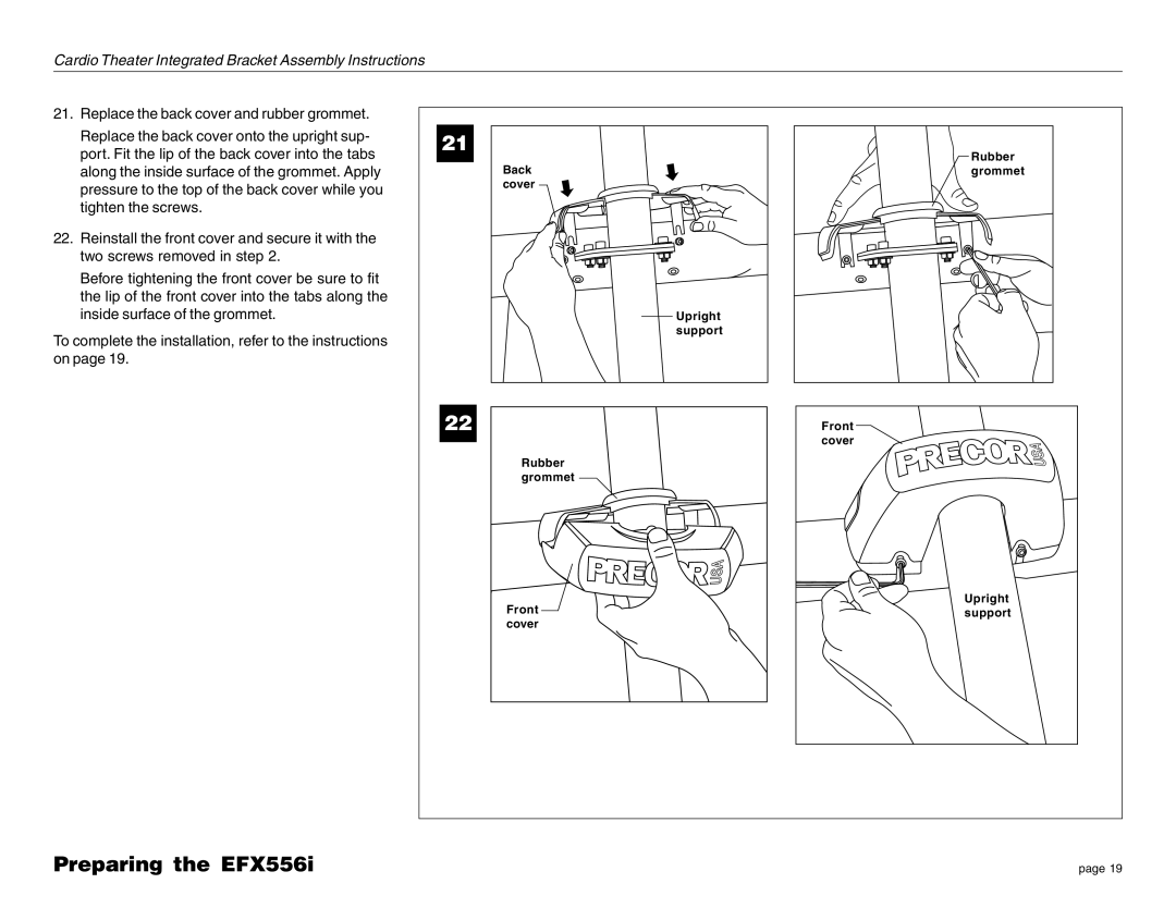 Precor EFX LCD manual Rubber 