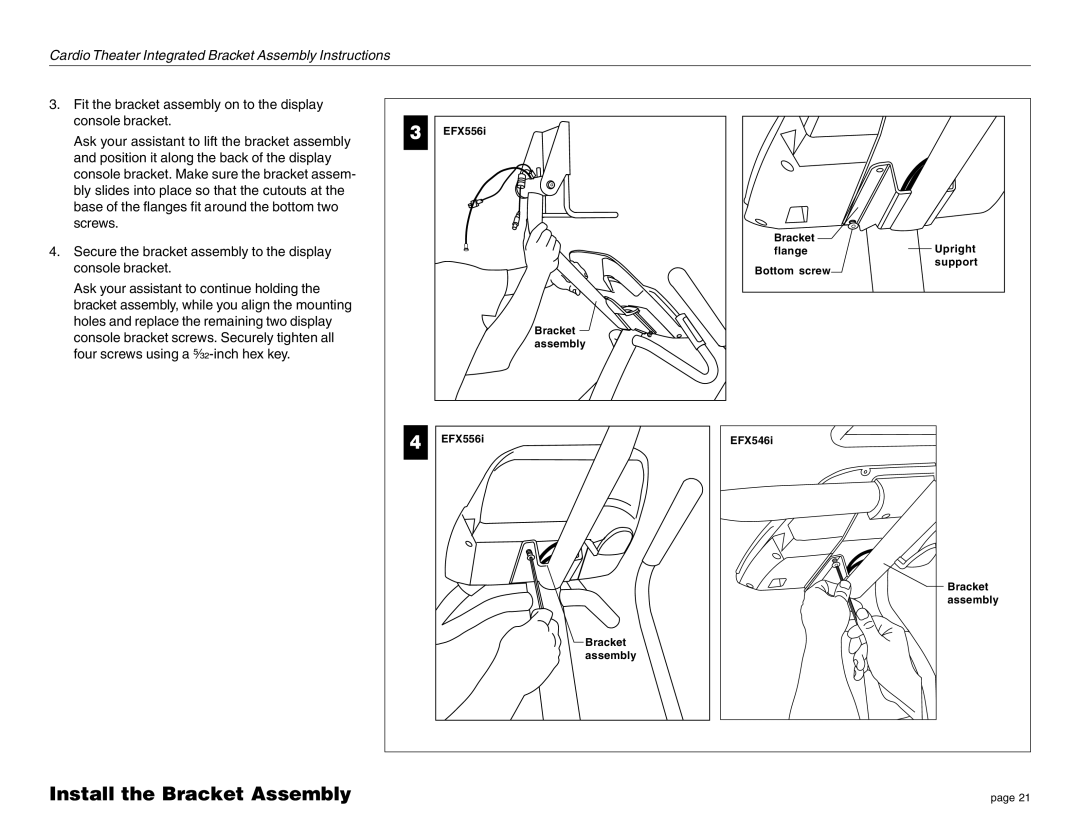 Precor EFX LCD manual Bracket Assembly 