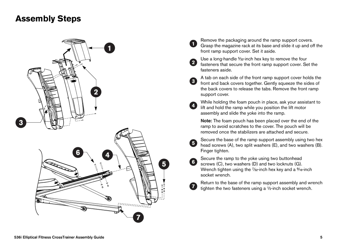 Precor EFX manual Assembly Steps 