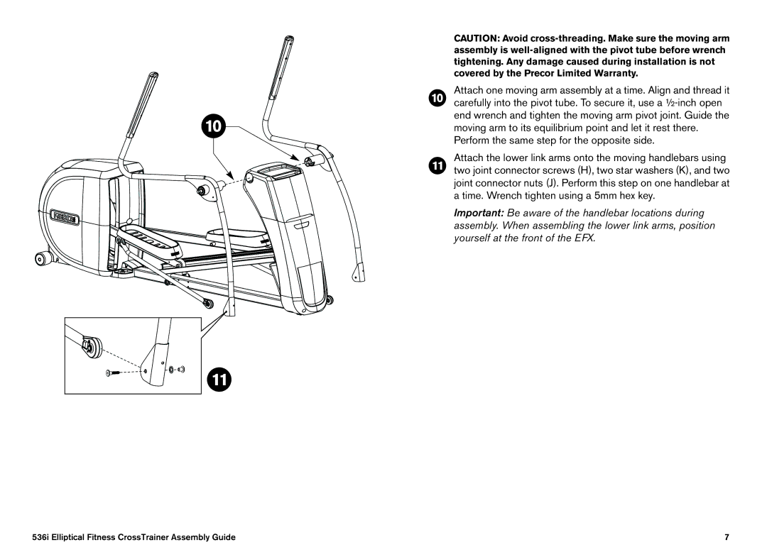 Precor EFX manual 536i Elliptical Fitness CrossTrainer Assembly Guide 