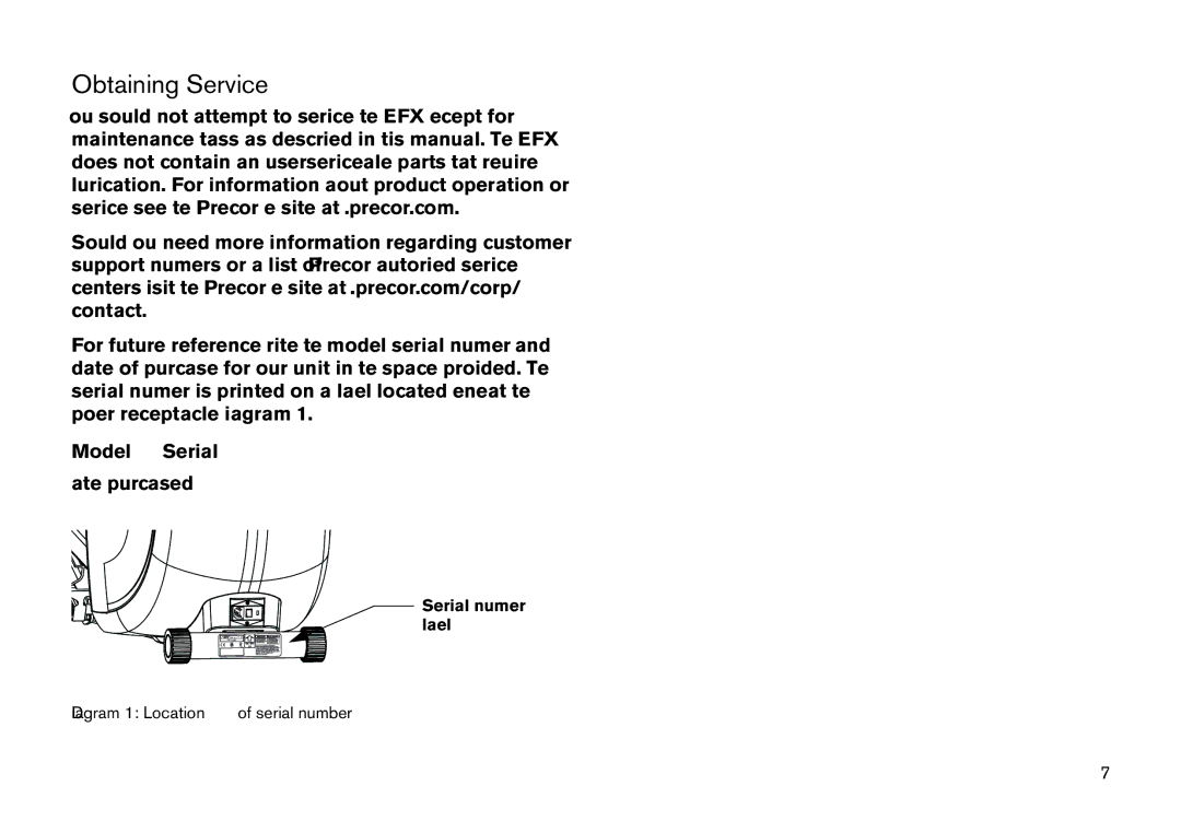 Precor EFX manual Obtaining Service 