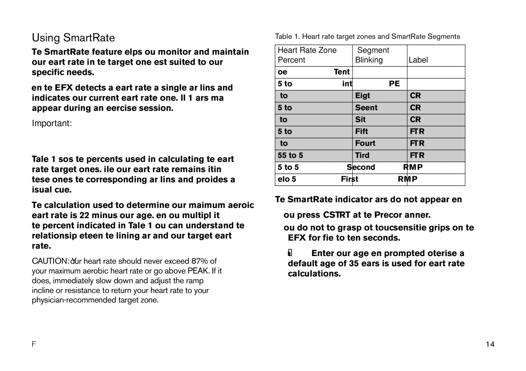 Precor EFX manual Using SmartRate 