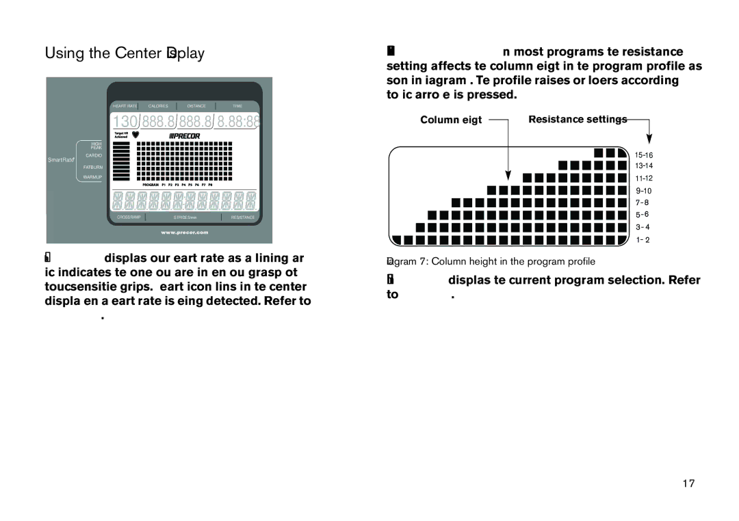 Precor EFX manual Using the Center Display, 130 888.8 888.8 