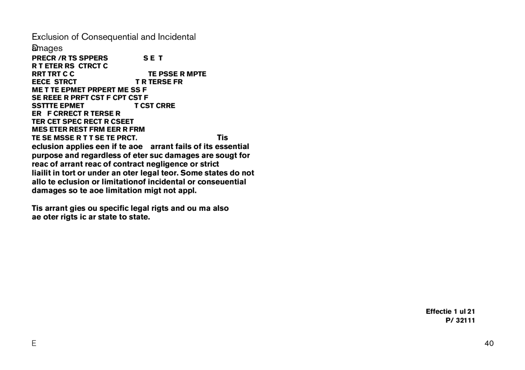 Precor EFX manual Exclusion of Consequential and Incidental Damages 