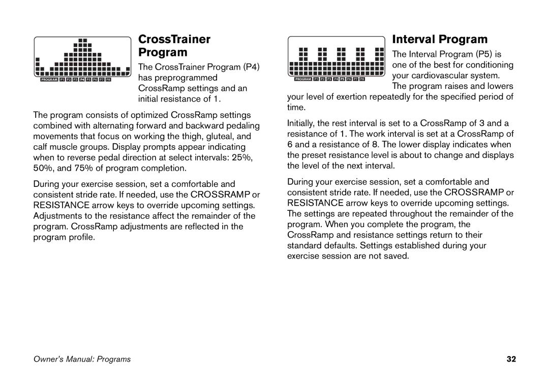 Precor EFX manual CrossTrainer, Interval Program 