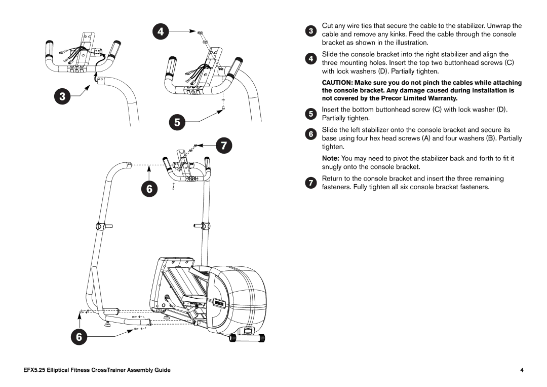 Precor manual EFX5.25 Elliptical Fitness CrossTrainer Assembly Guide 