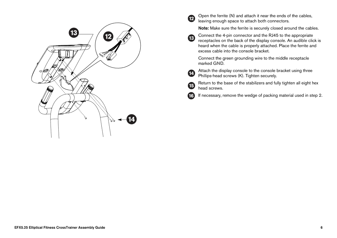 Precor manual EFX5.25 Elliptical Fitness CrossTrainer Assembly Guide 