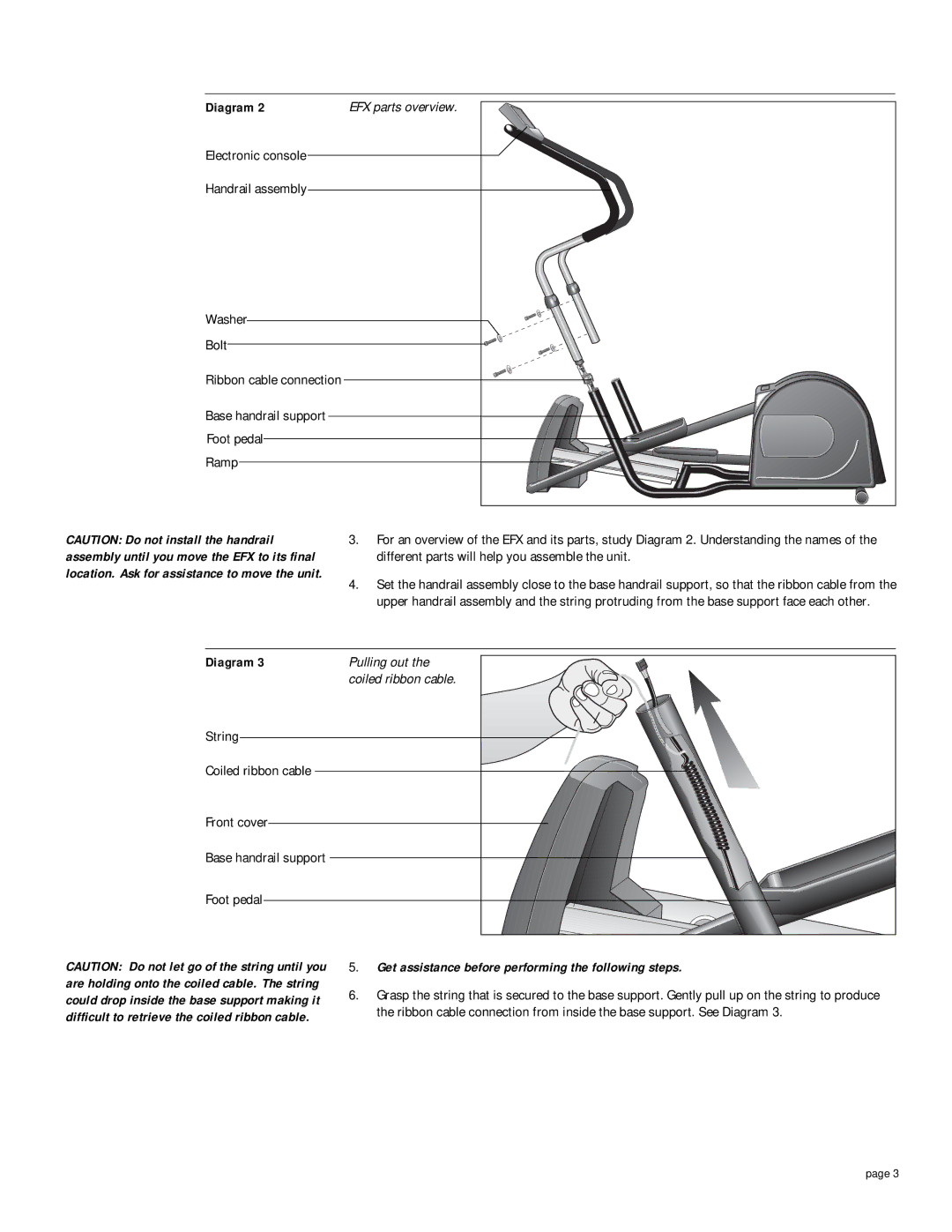 Precor EFX5.21s owner manual Electronic console Handrail assembly Washer Bolt, Pulling out 