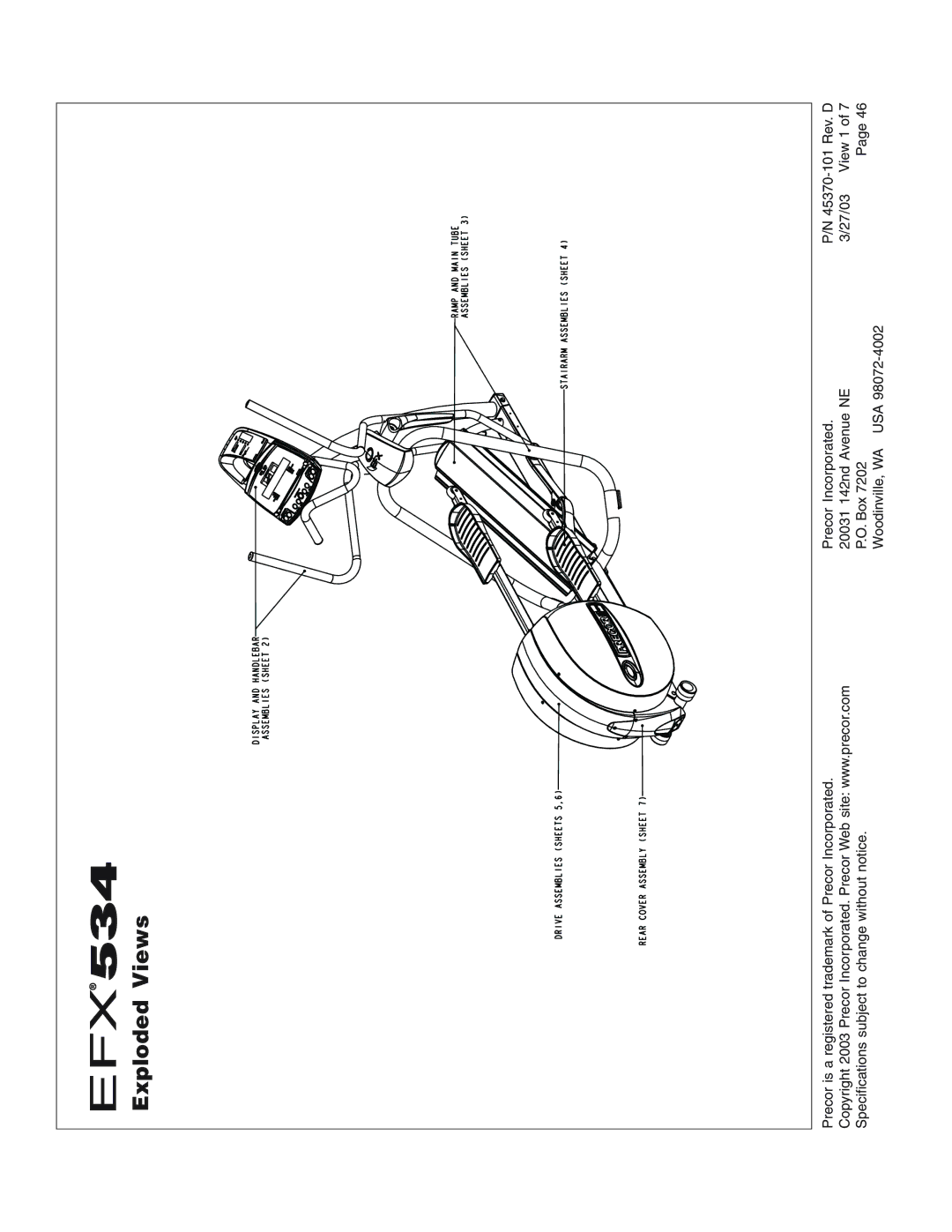 Precor EFX534 owner manual Exploded Views 