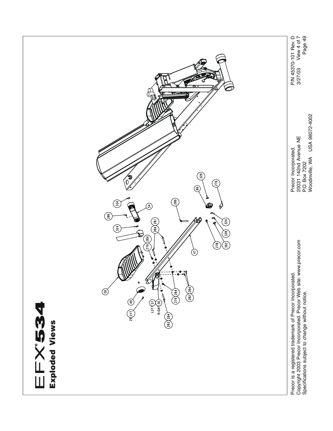 Precor EFX534 owner manual Exploded Views 