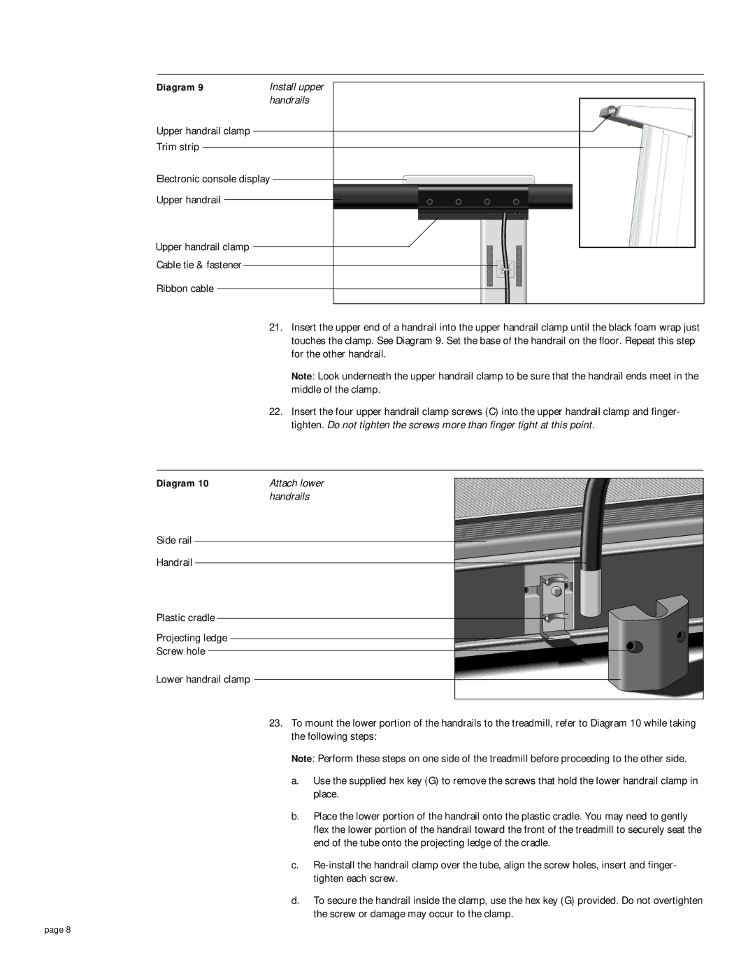 Precor M 9.2s, M 9.1 owner manual Handrails 