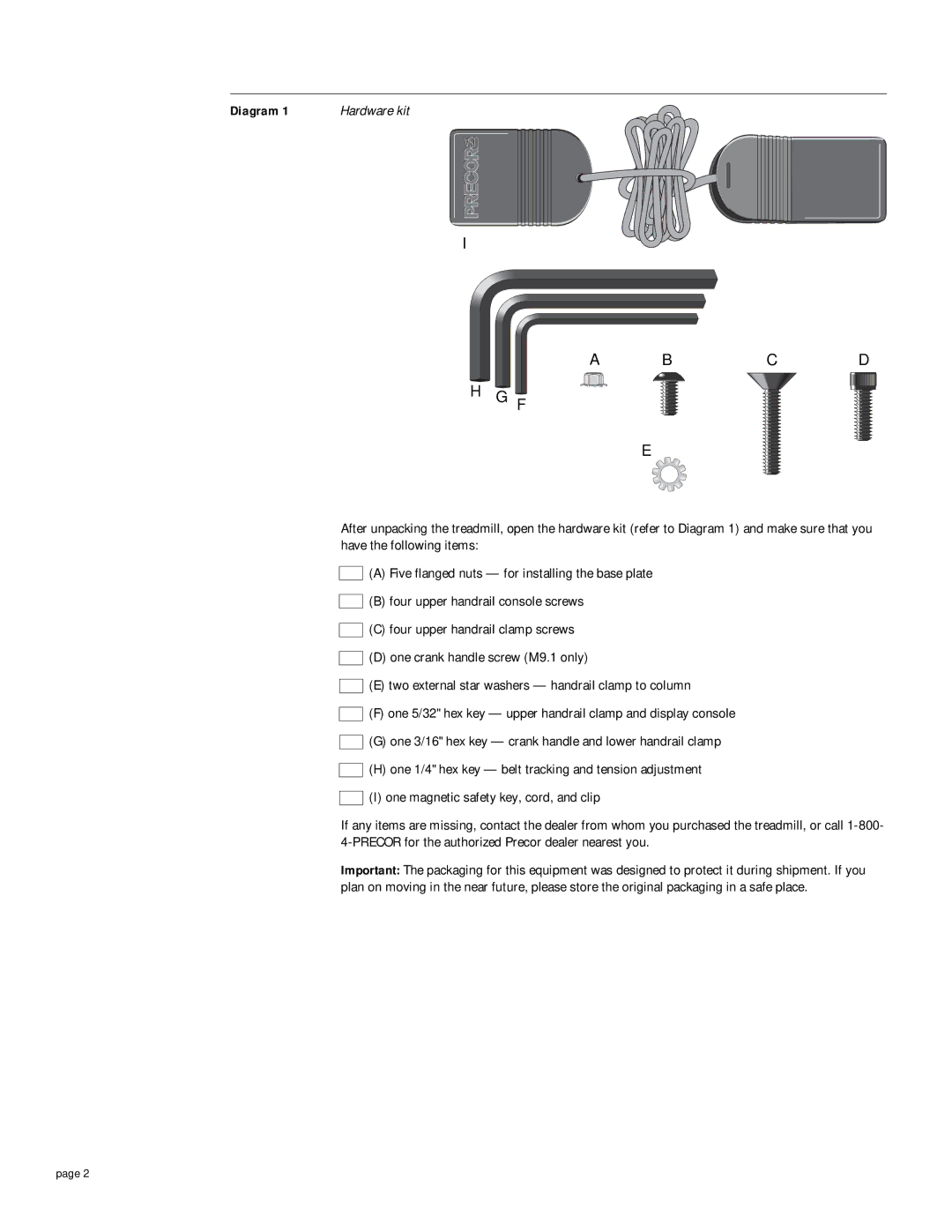 Precor M 9.2s, M 9.1 owner manual Bcd 