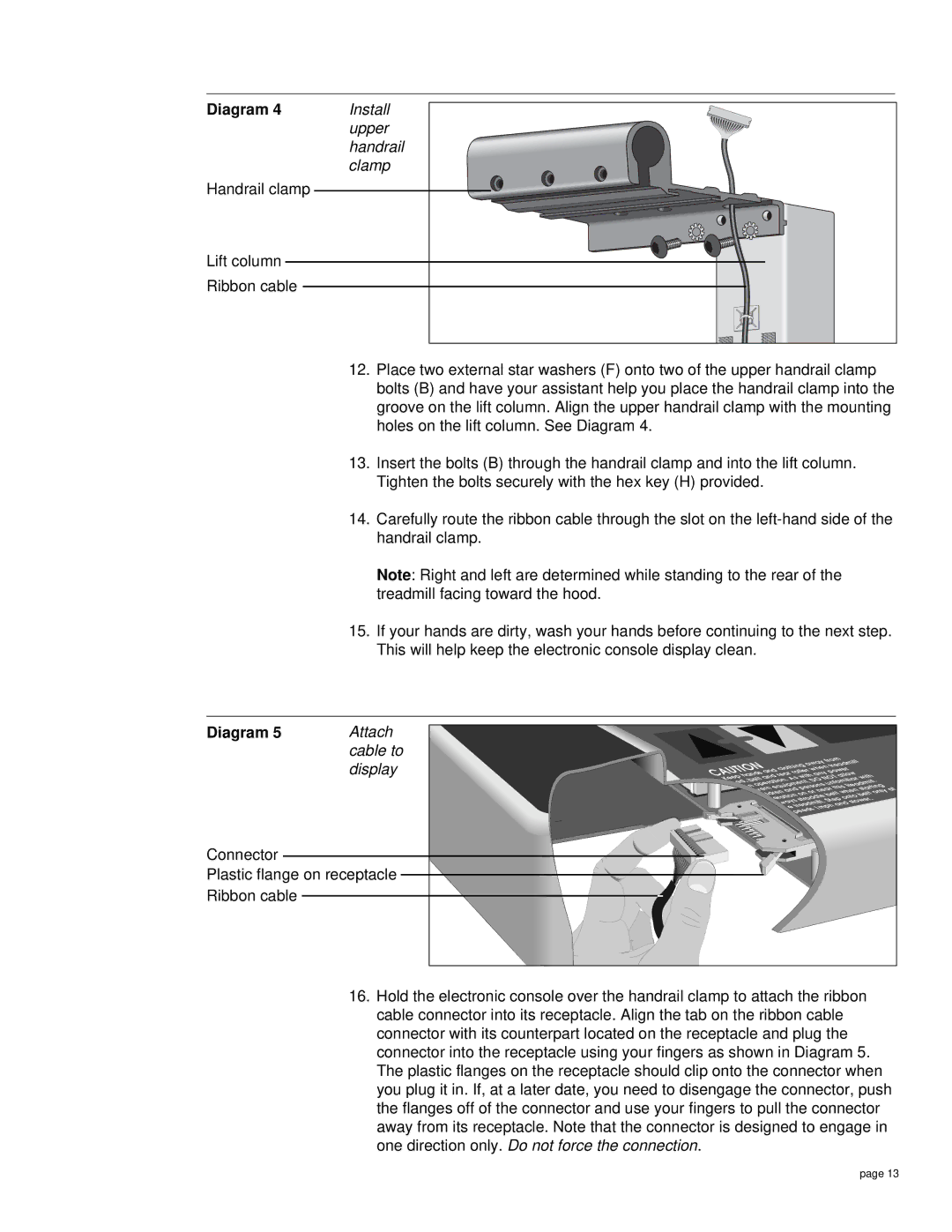 Precor M9.20s owner manual Install, Upper, Handrail, Clamp, Attach, Display 