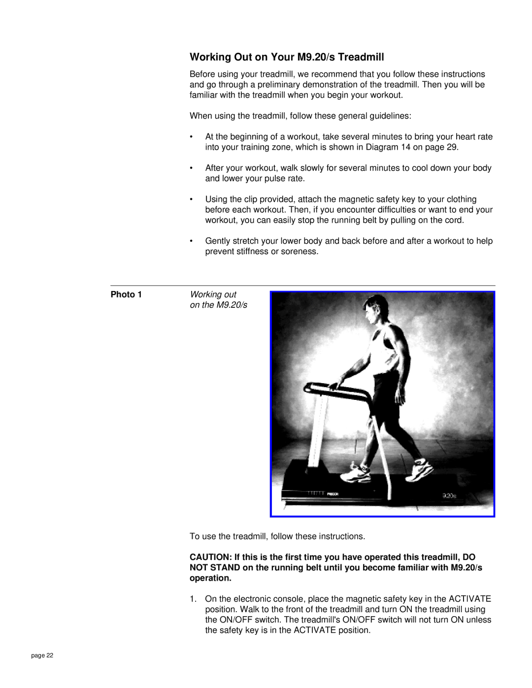 Precor M9.20s owner manual Working Out on Your M9.20/s Treadmill, Working out, On the M9.20/s 