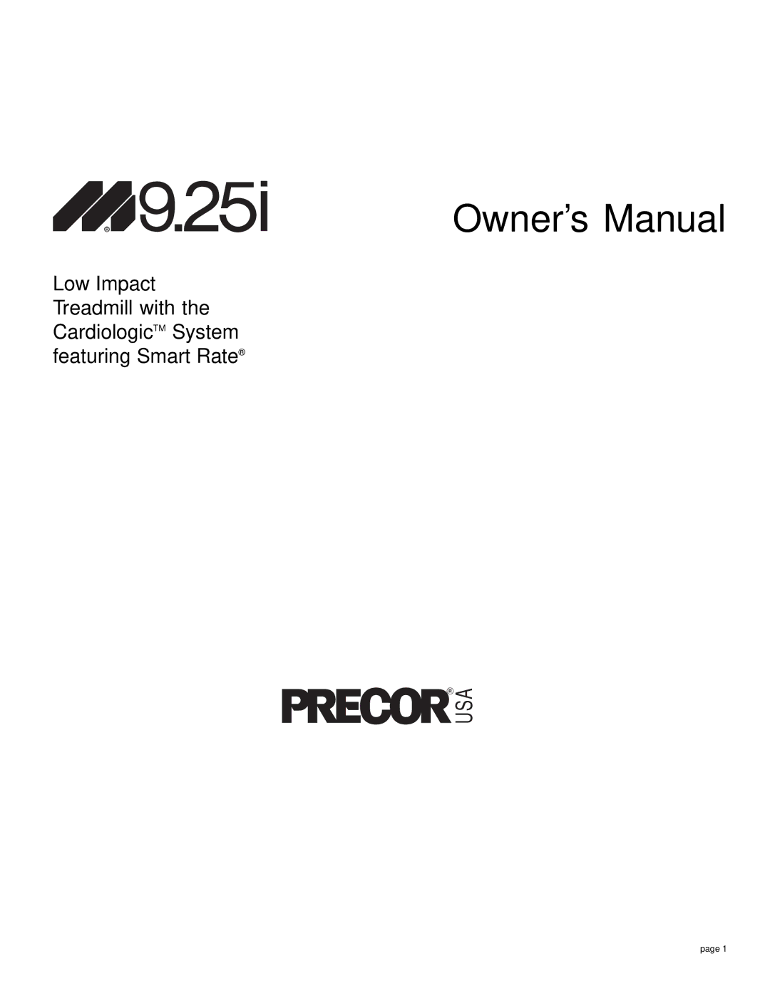 Precor M9.25i owner manual Usa 