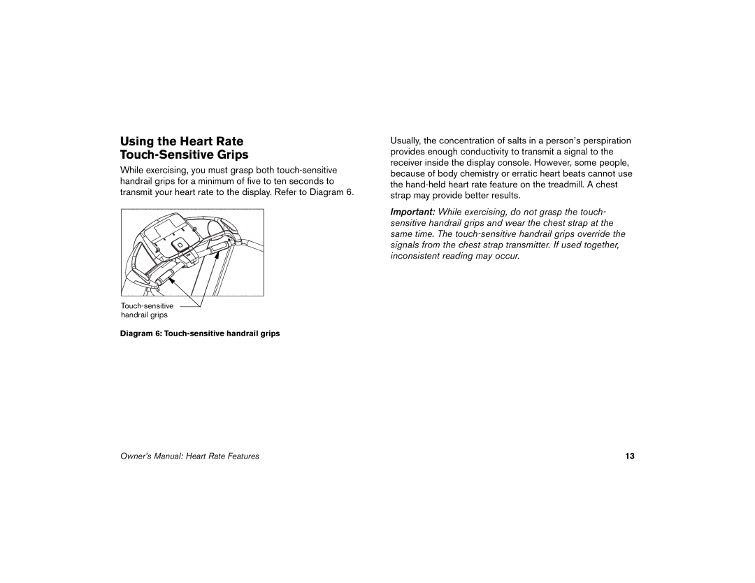 Precor M9.35I manual Using the Heart Rate Touch-Sensitive Grips 