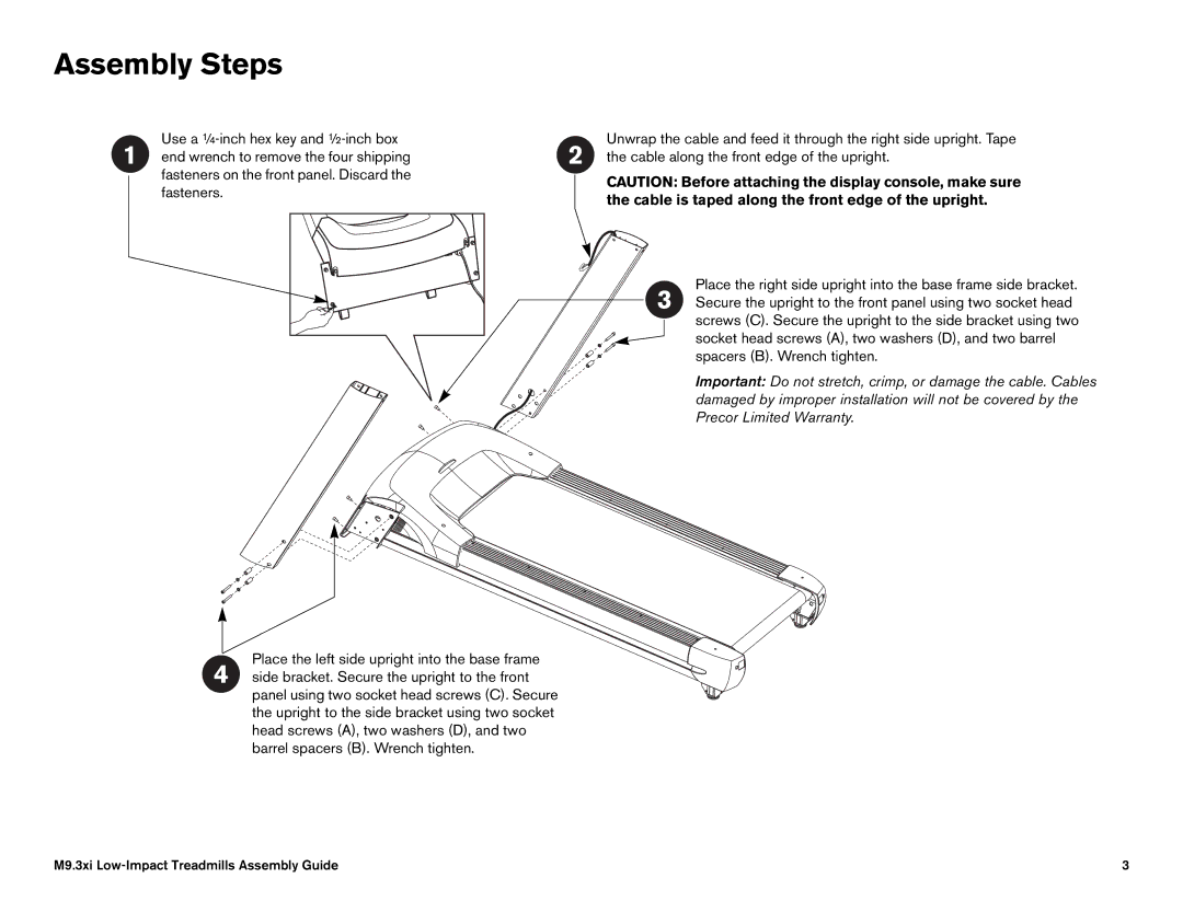 Precor M9.35I manual Assembly Steps 