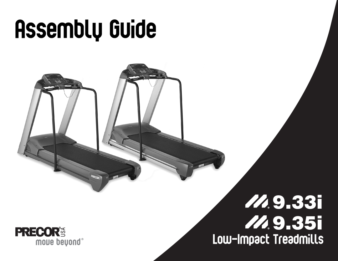 Precor M9.35I manual Assembly Guide, 9.33i, Low-Impact Treadmills 