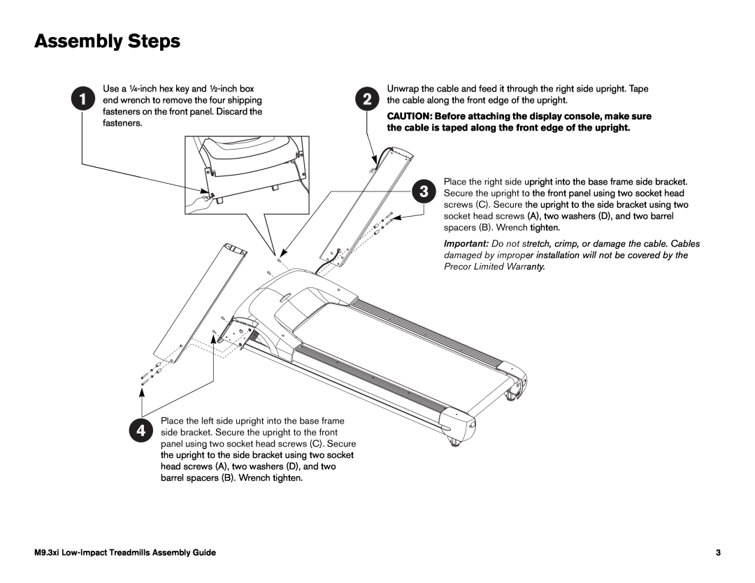 Precor M9.35I manual Assembly Steps 