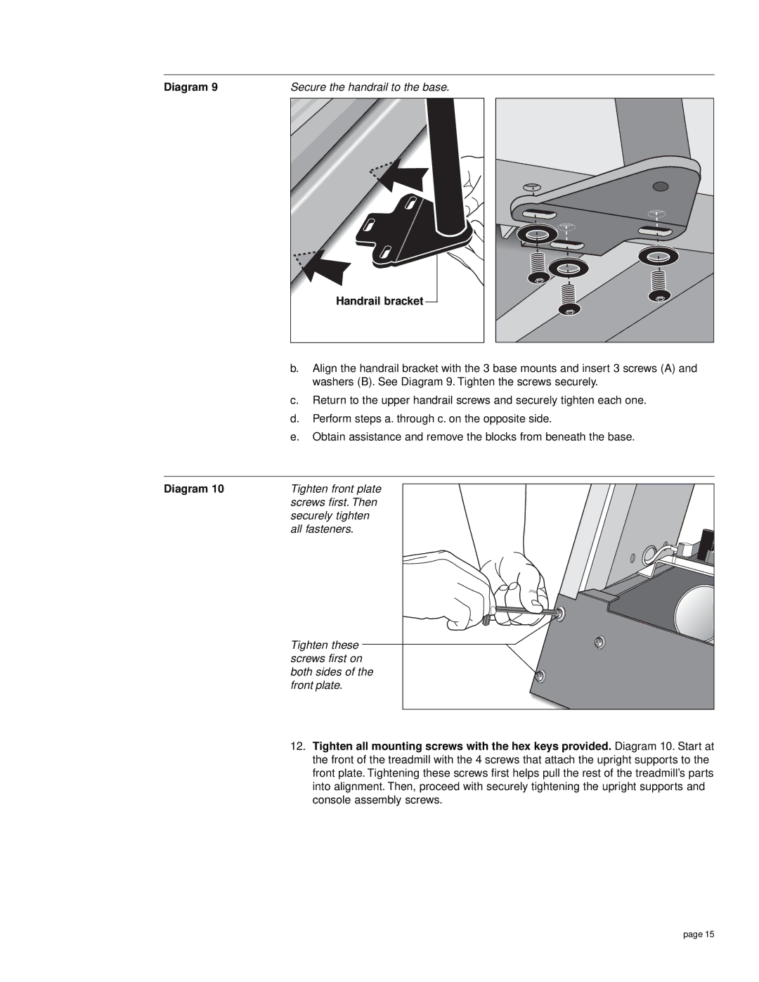 Precor M9.55 owner manual Handrail bracket 