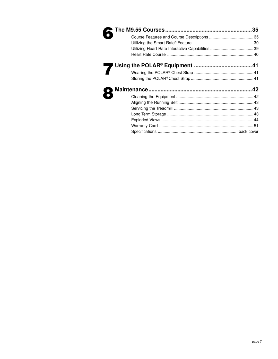 Precor M9.55 owner manual Using the Polar Equipment 