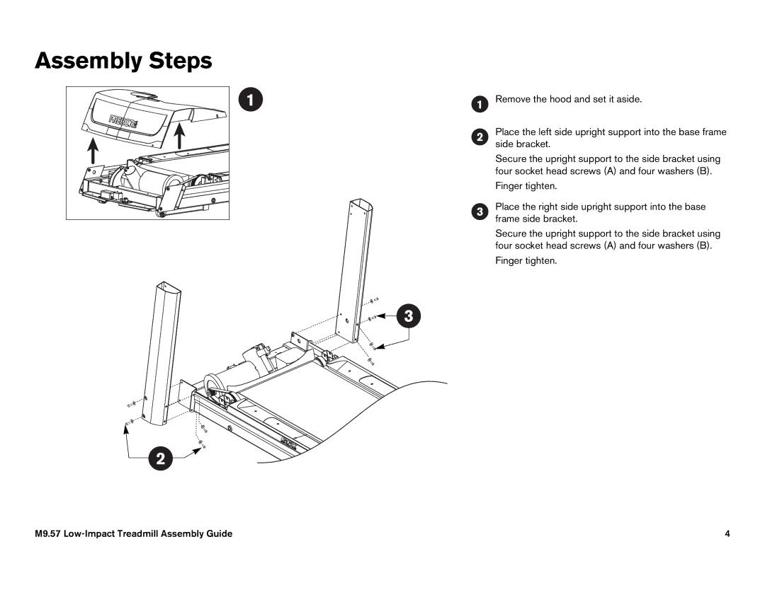 Precor M9.57 manual Assembly Steps 