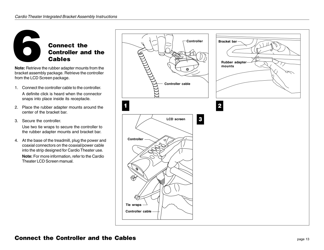 Precor none manual Connect the Controller and the Cables 