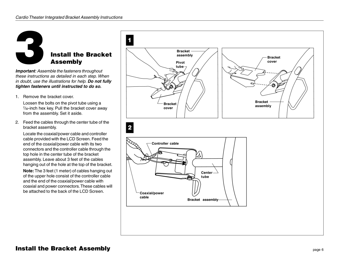 Precor none manual 3Install the Bracket Assembly 