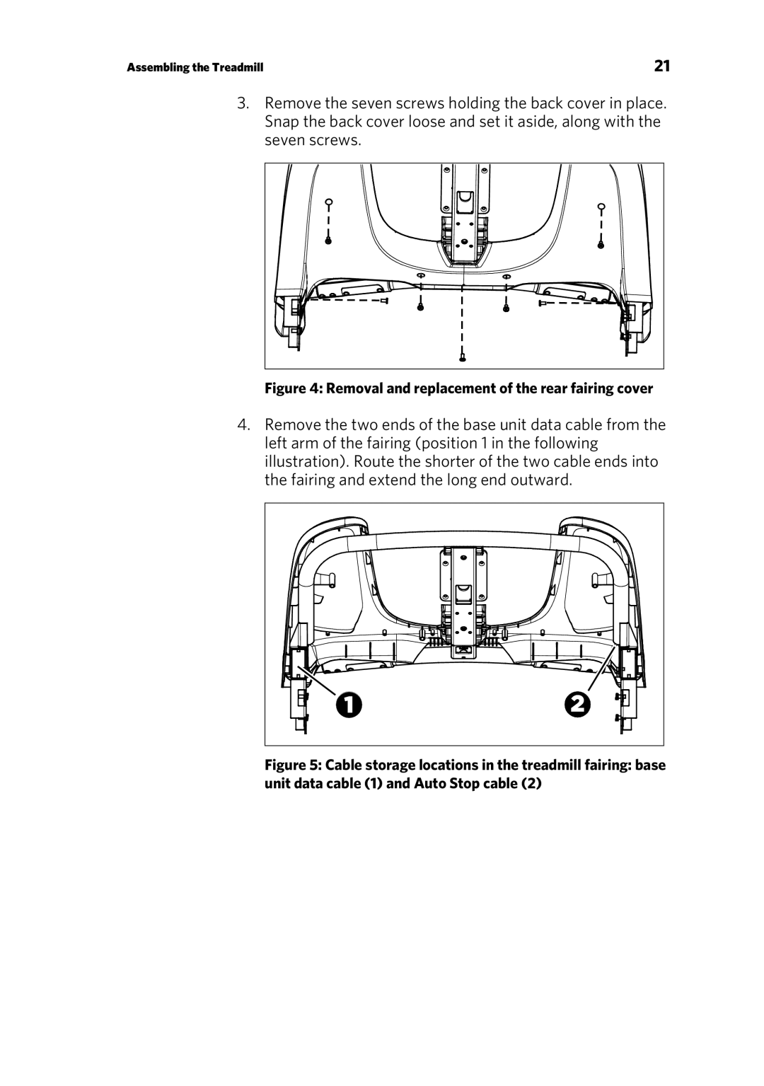 Precor P10 manual Removal and replacement of the rear fairing cover 