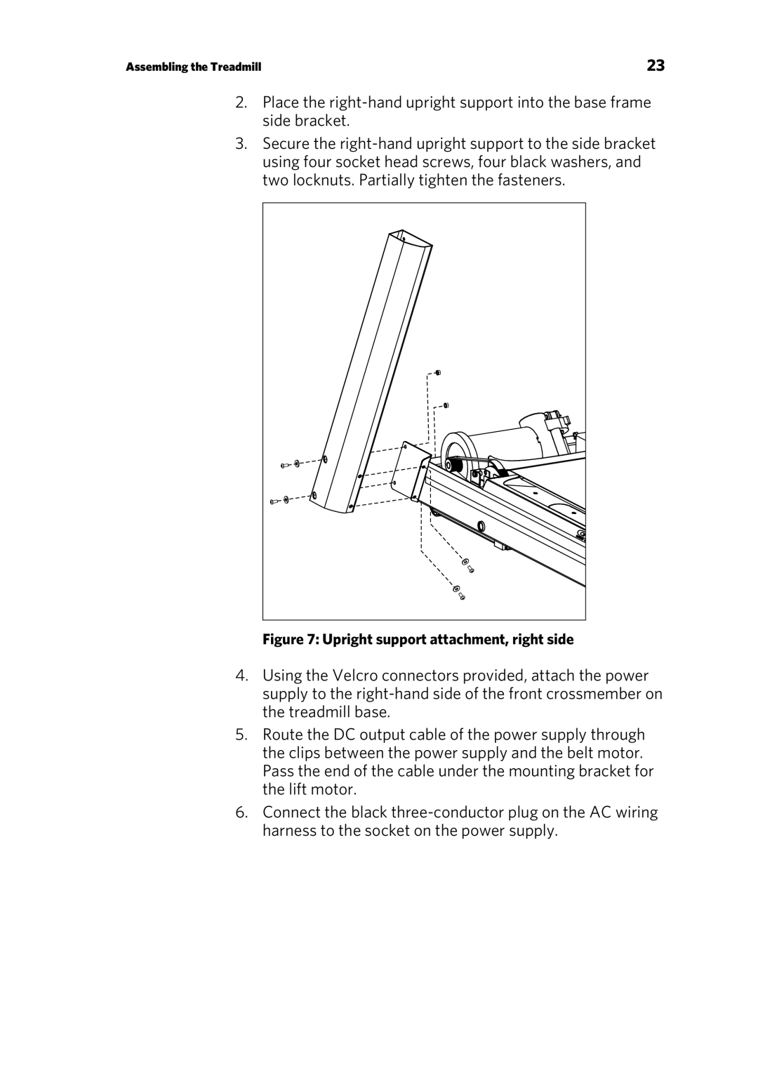 Precor P10 manual Upright support attachment, right side 