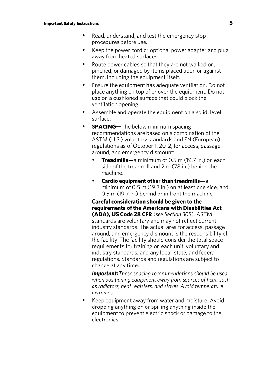 Precor P10 manual Important Safety Instructions 